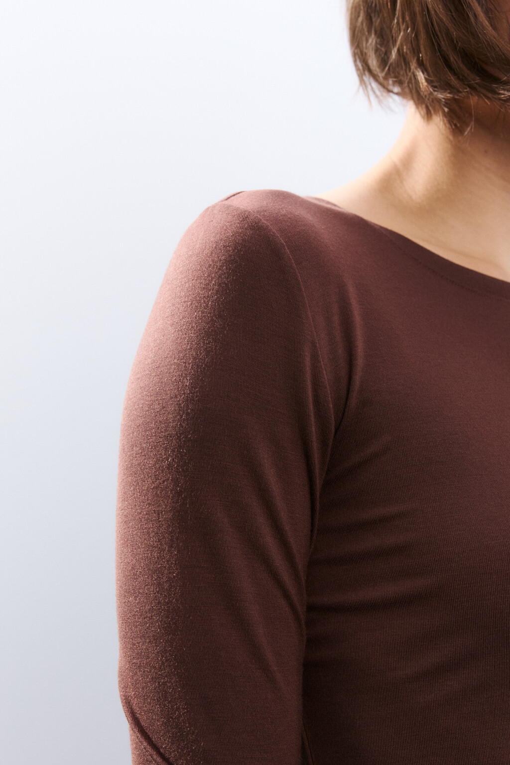Лонгслив домашний из вискозы - цвет коричневый - 6