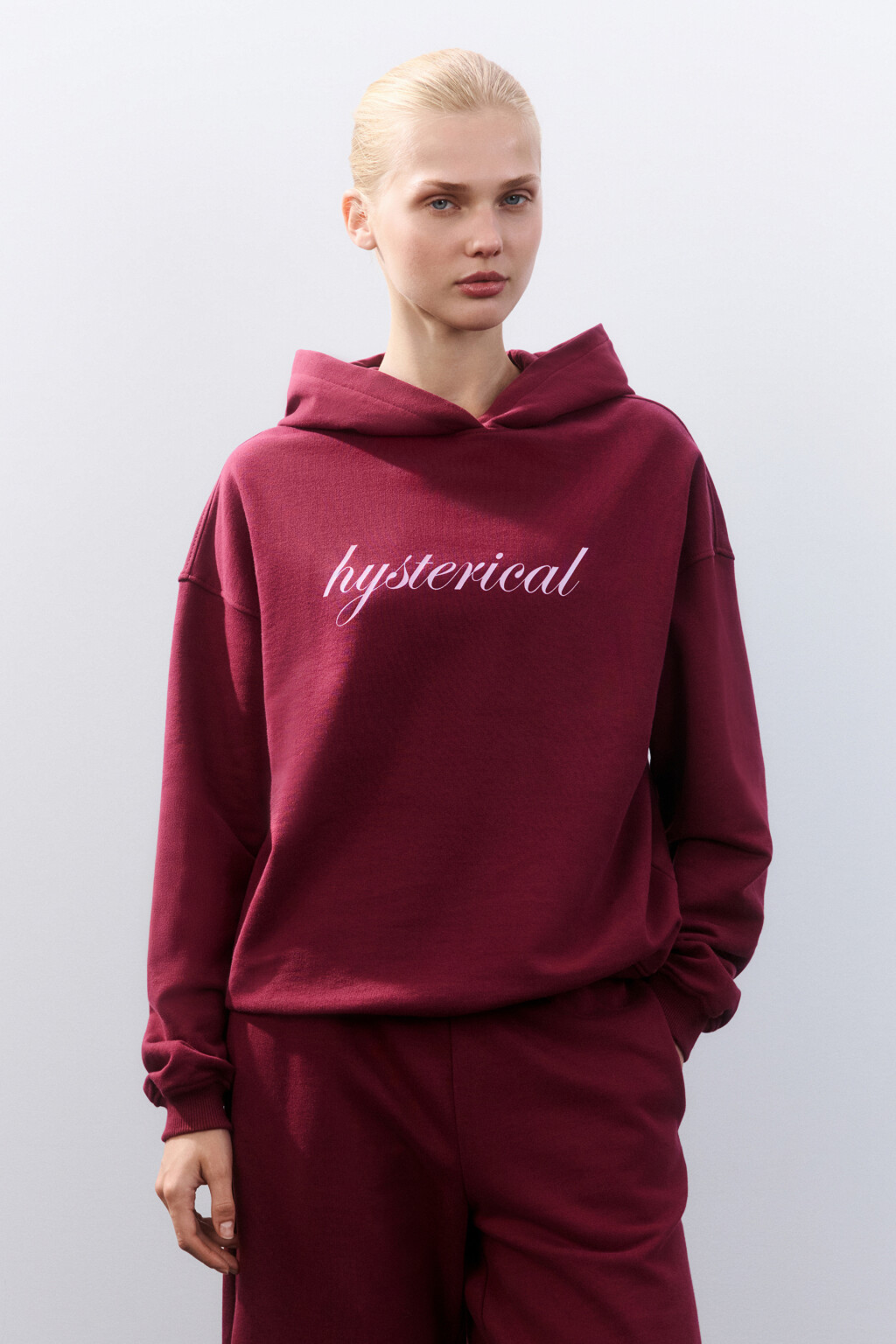 Толстовка домашняя из футера - цвет бордовый - 2