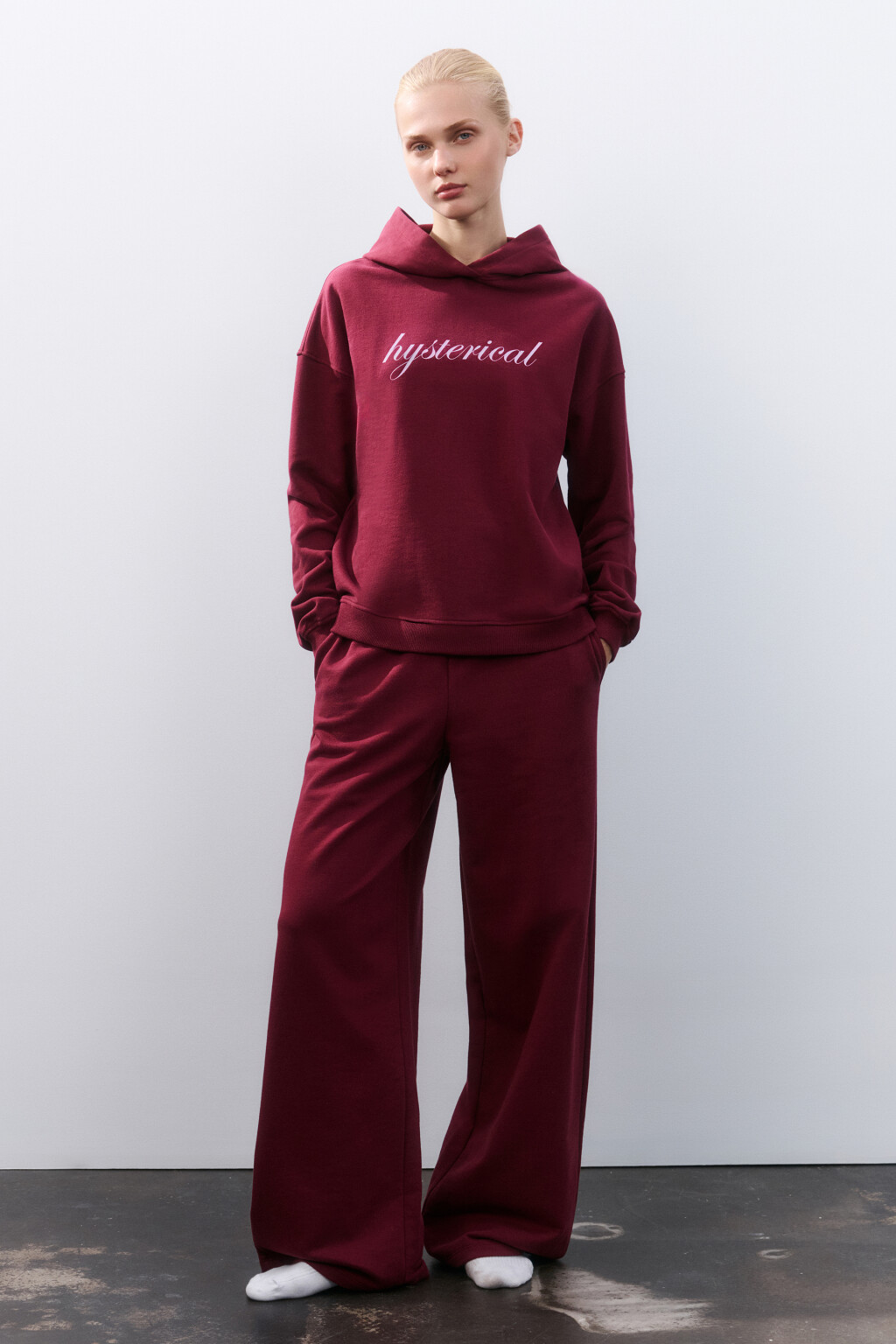 Толстовка домашняя из футера - цвет бордовый - 4