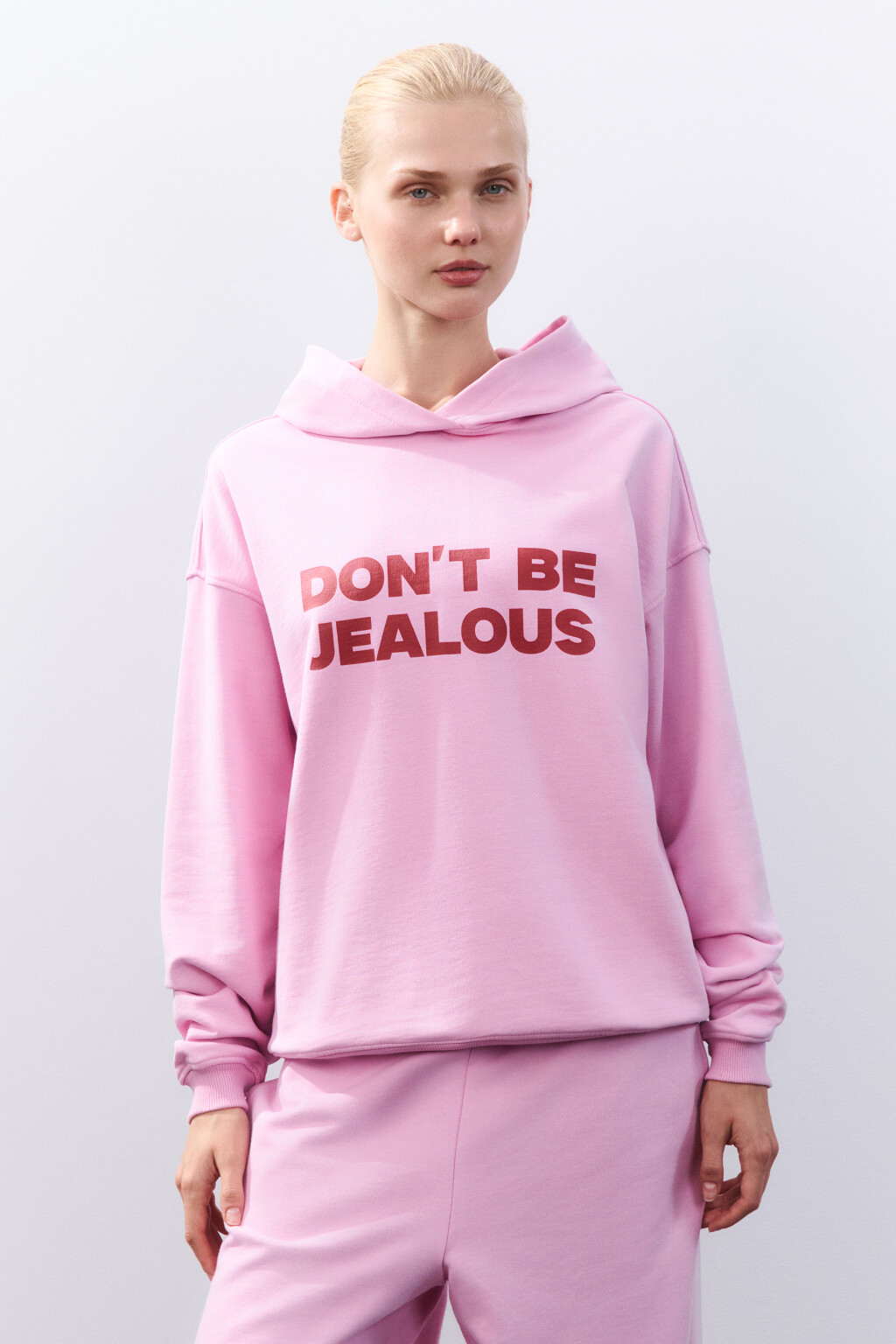 Толстовка домашняя из футера - цвет розовый - 2