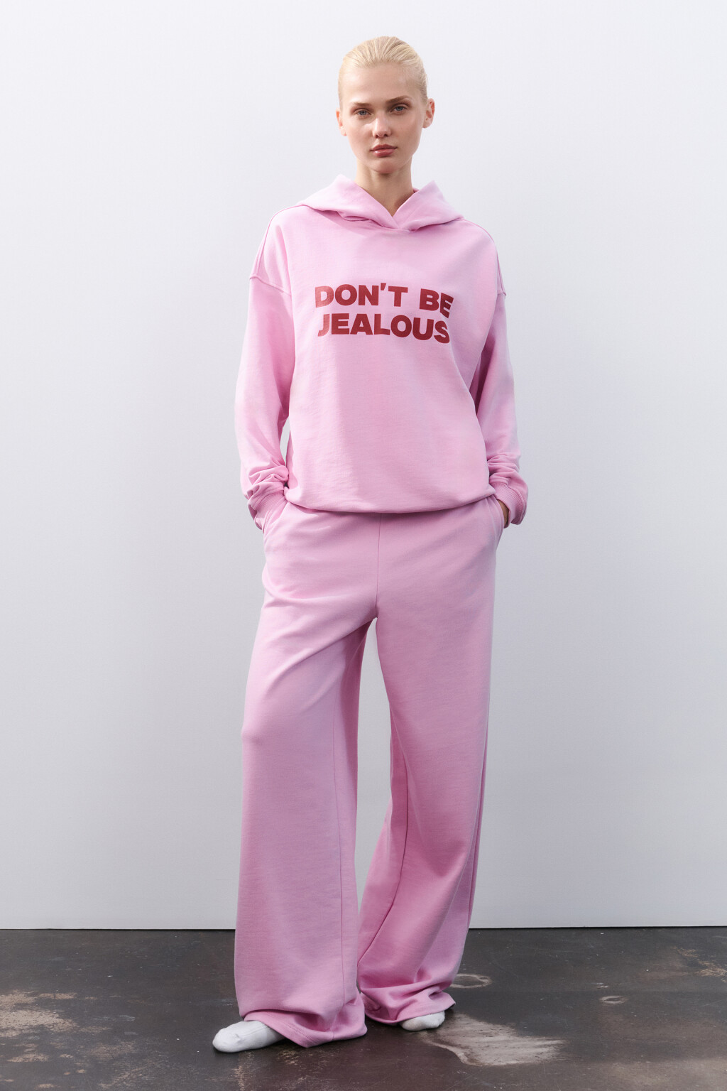 Толстовка домашняя из футера - цвет розовый - 4