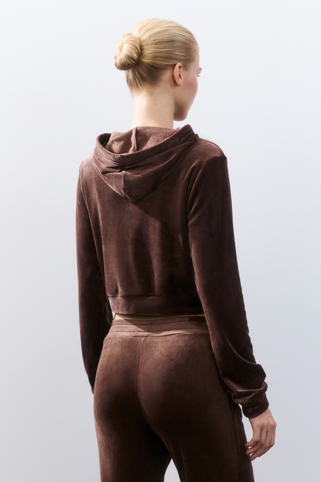 Толстовка домашняя из велюра - цвет коричневый - 3