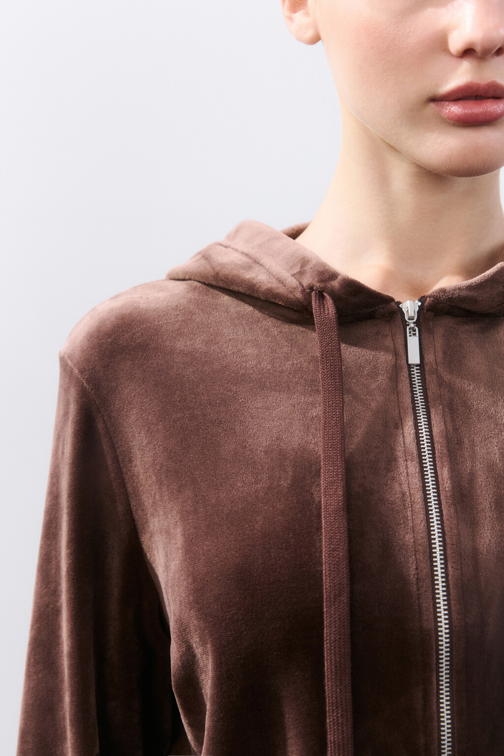 Толстовка домашняя из велюра - цвет коричневый - 5