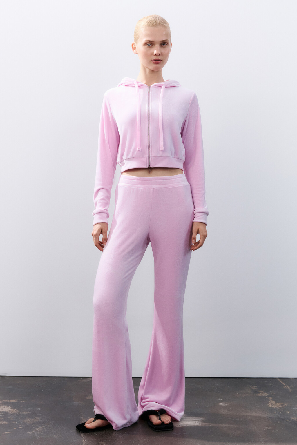 Толстовка домашняя из велюра - цвет розовый - 4