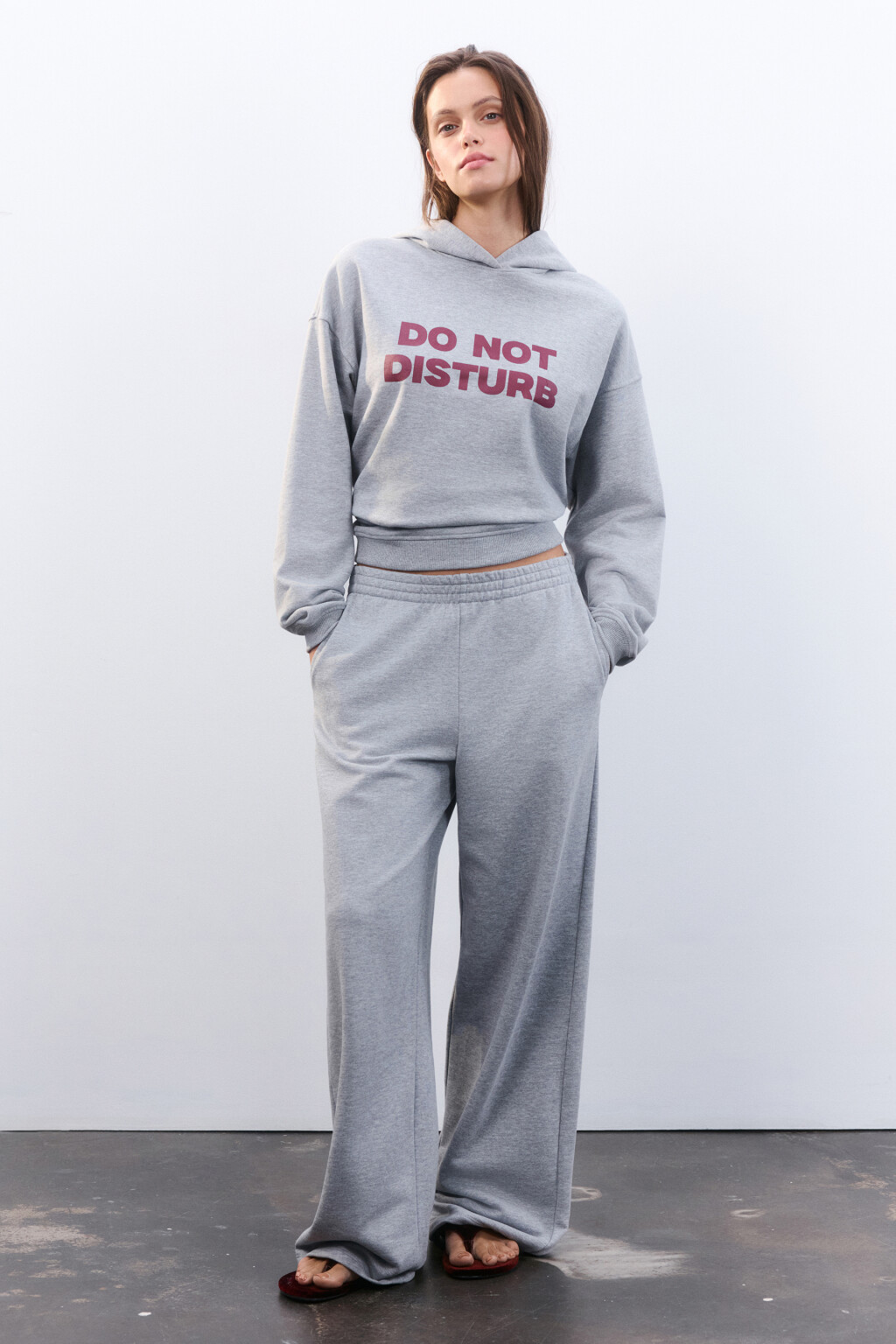 Толстовка домашняя из футера - цвет серый - 4