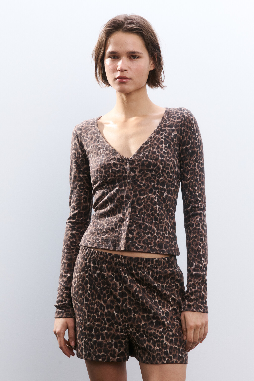 Лонгслив домашний на пуговицах - цвет мультиколор - 2