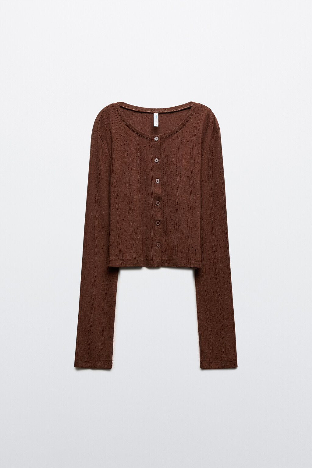 Лонгслив домашний на пуговицах - цвет коричневый - 7