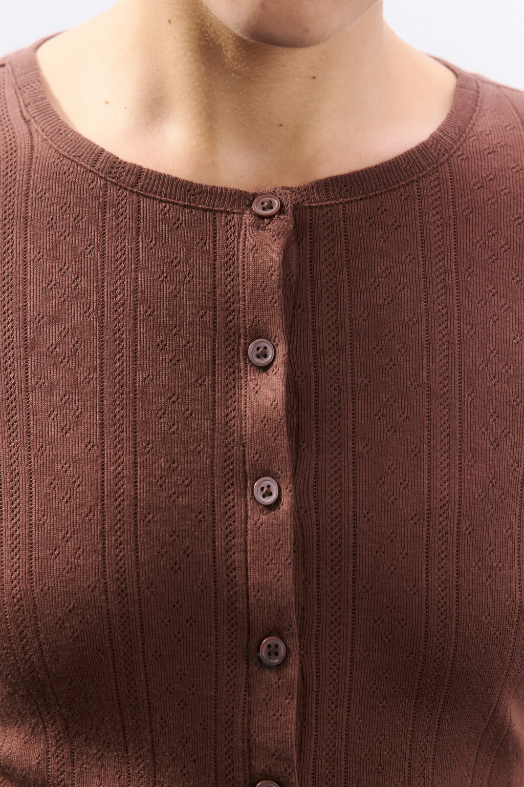 Лонгслив домашний на пуговицах - цвет коричневый - 5