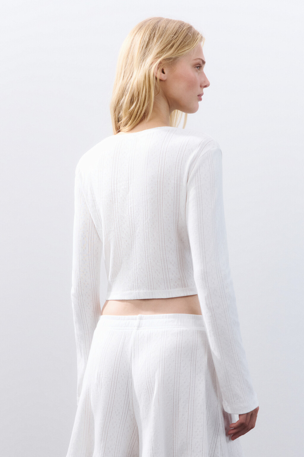 Лонгслив домашний на пуговицах - цвет ванильный - 3