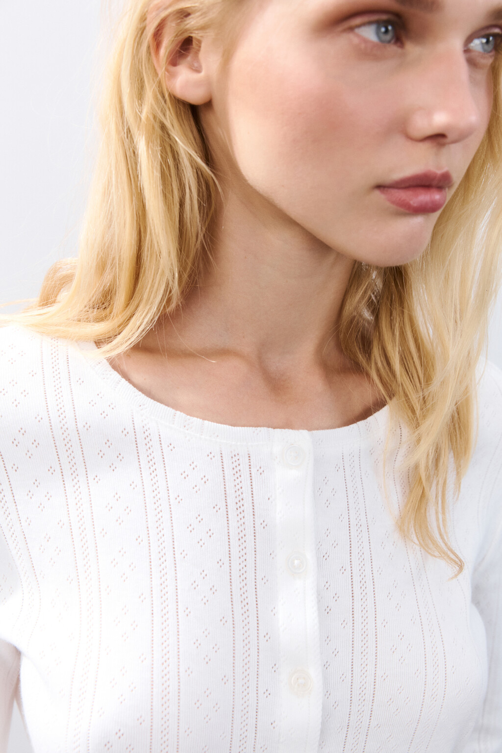 Лонгслив домашний на пуговицах - цвет ванильный - 6