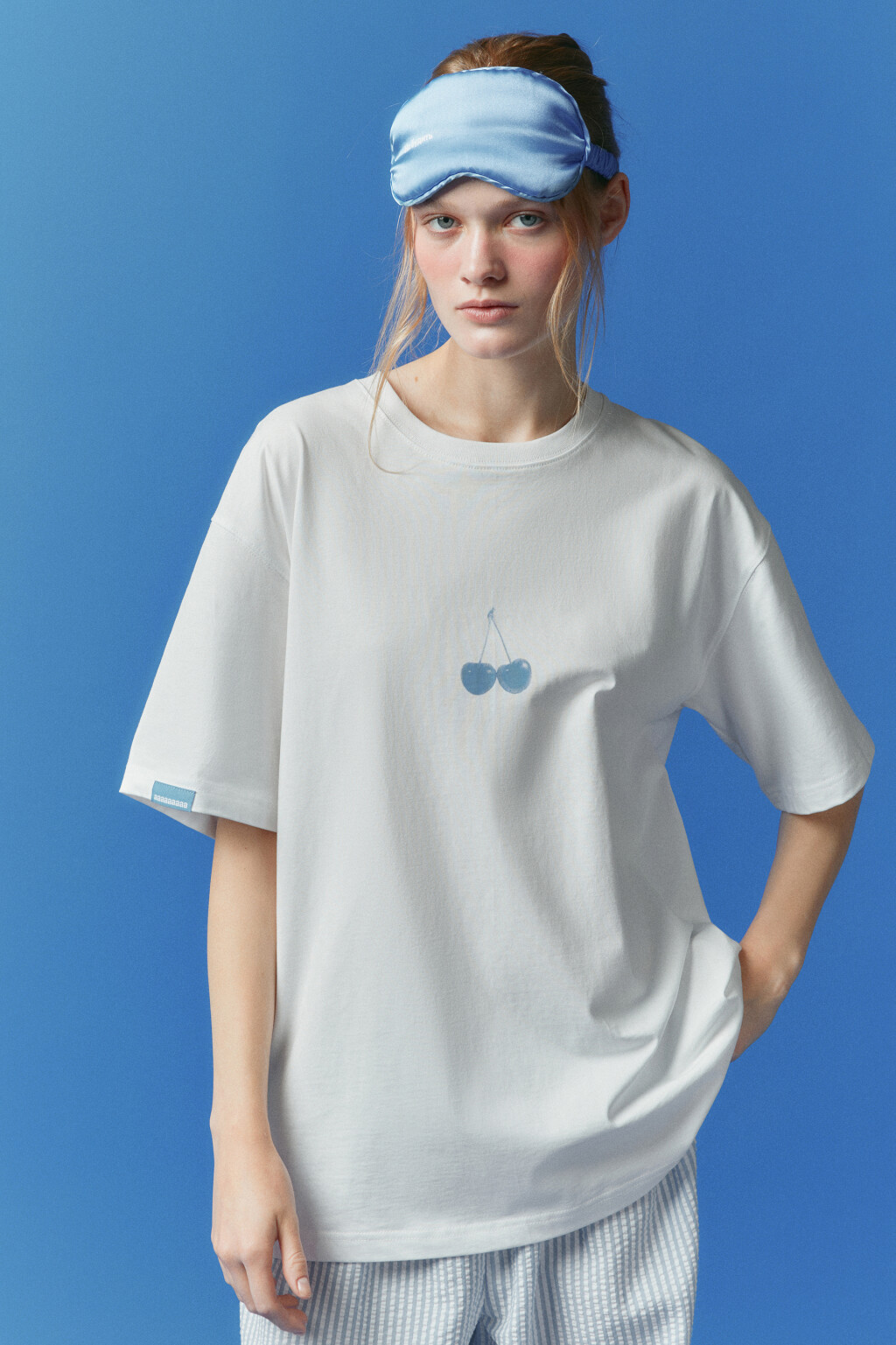 Маска для сна с надписью - цвет синий - 3