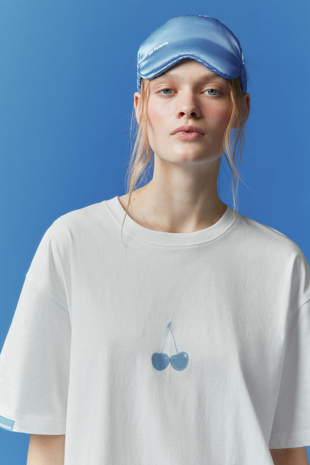 Маска для сна с надписью - цвет синий - 4