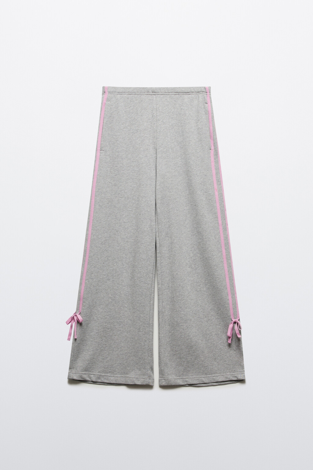 Брюки широкие с лампасами и бантиками - цвет серый - 8