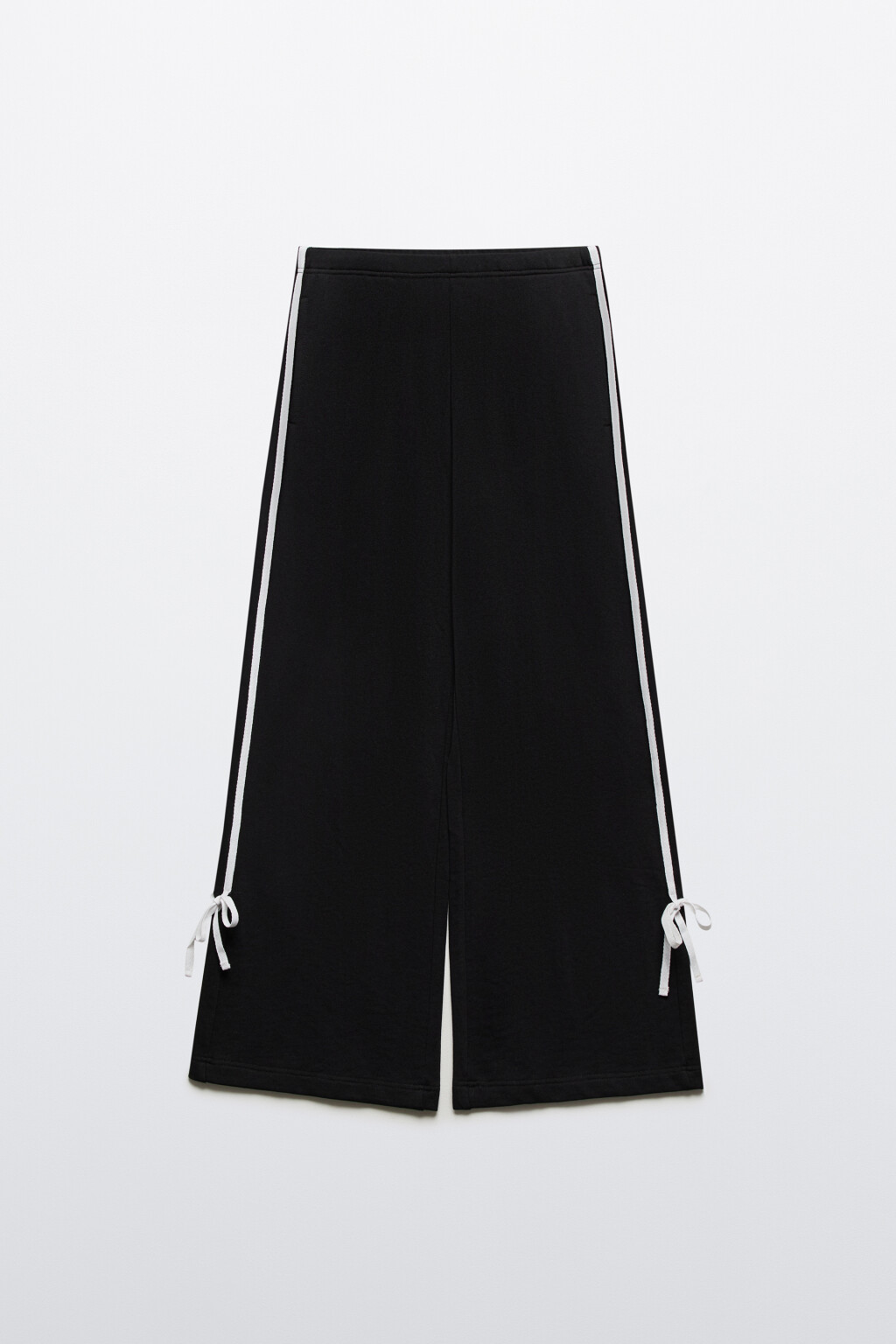 Брюки широкие с лампасами и бантиками - цвет черный - 7