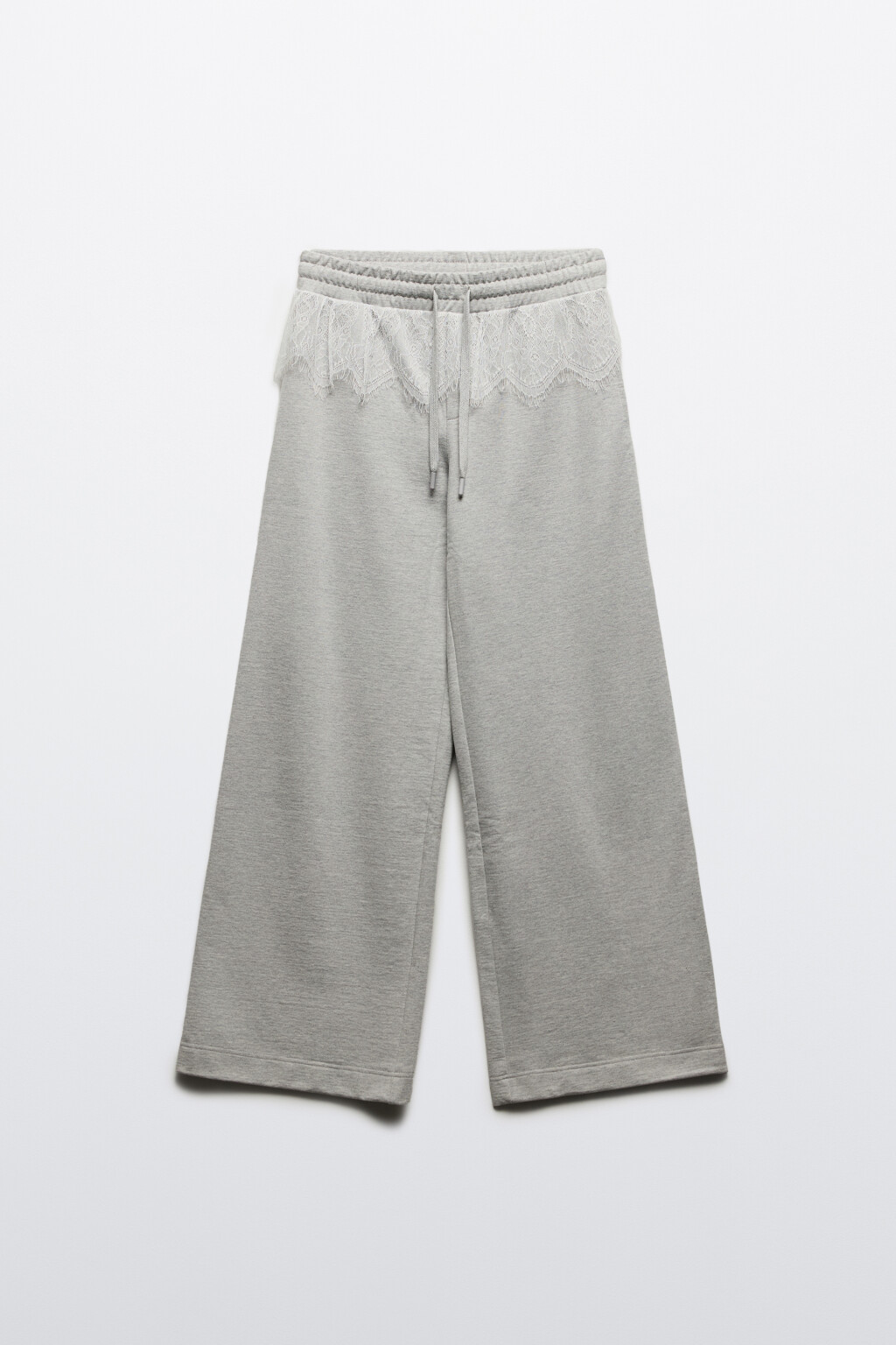 Брюки трикотажные с кружевной баской - цвет серый - 8