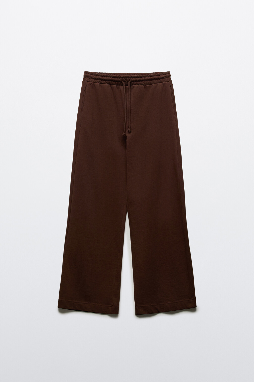 Брюки широкие трикотажные из футера - цвет коричневый - 7