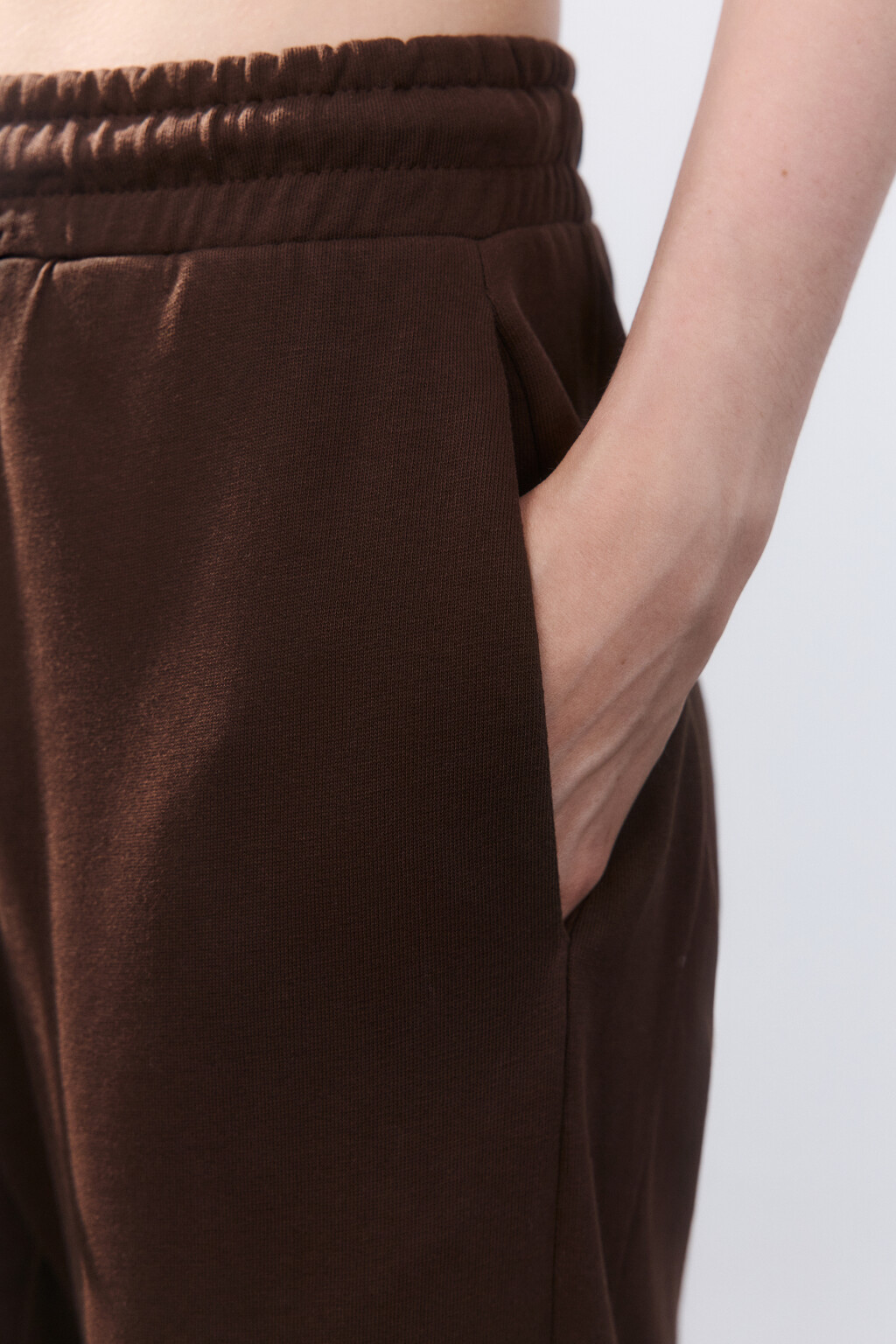 Брюки широкие трикотажные из футера - цвет коричневый - 6