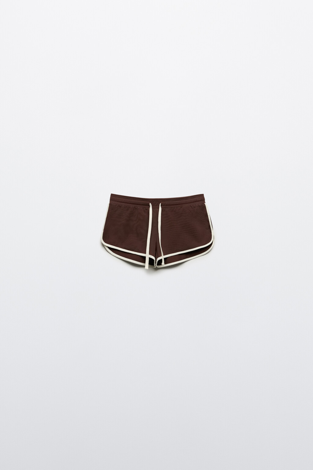 Шорты мини из хлопкового трикотажа - цвет коричневый - 7