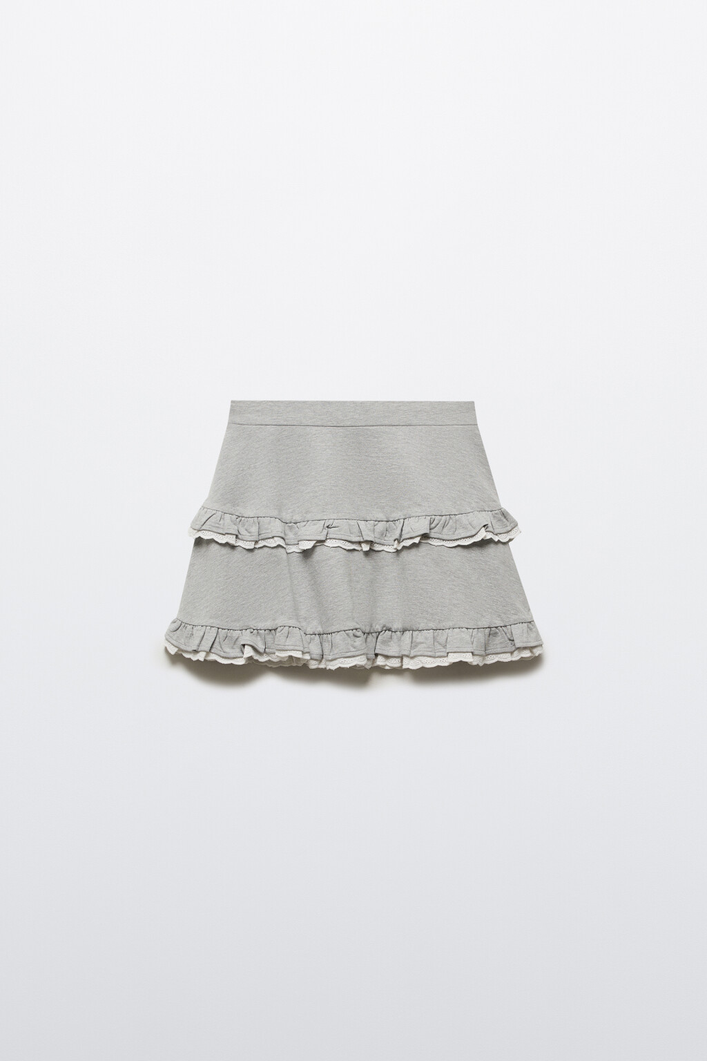 Юбка мини с контрастными оборками - цвет серый - 7