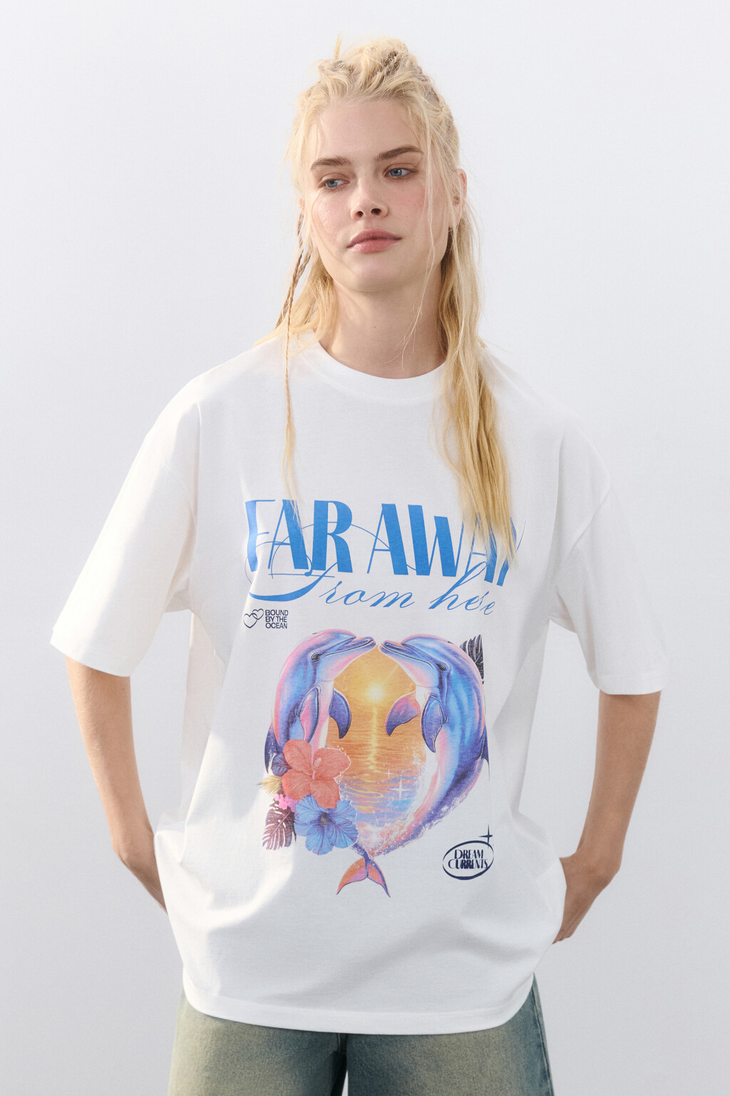 Футболка oversize хлопковая с принтом - цвет белый - 2