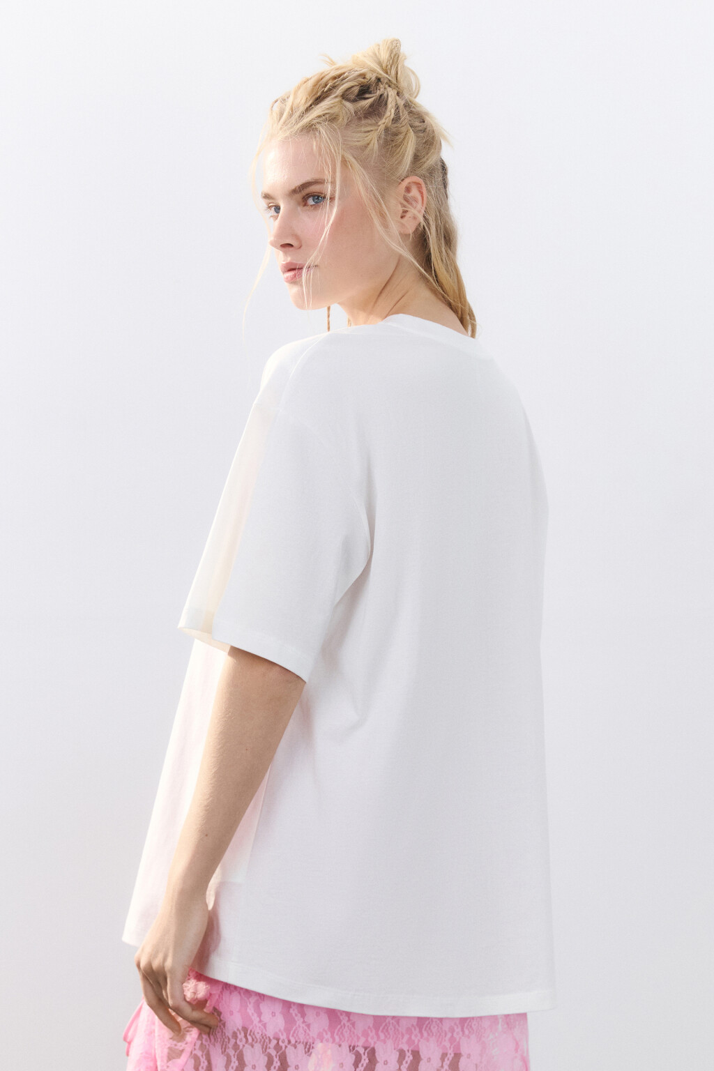 Футболка oversize хлопковая с принтом - цвет черный - 3