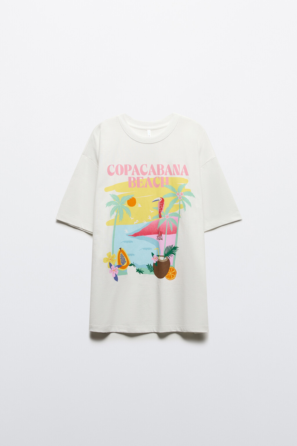 Футболка oversize хлопковая с принтом - цвет бежевый - 8