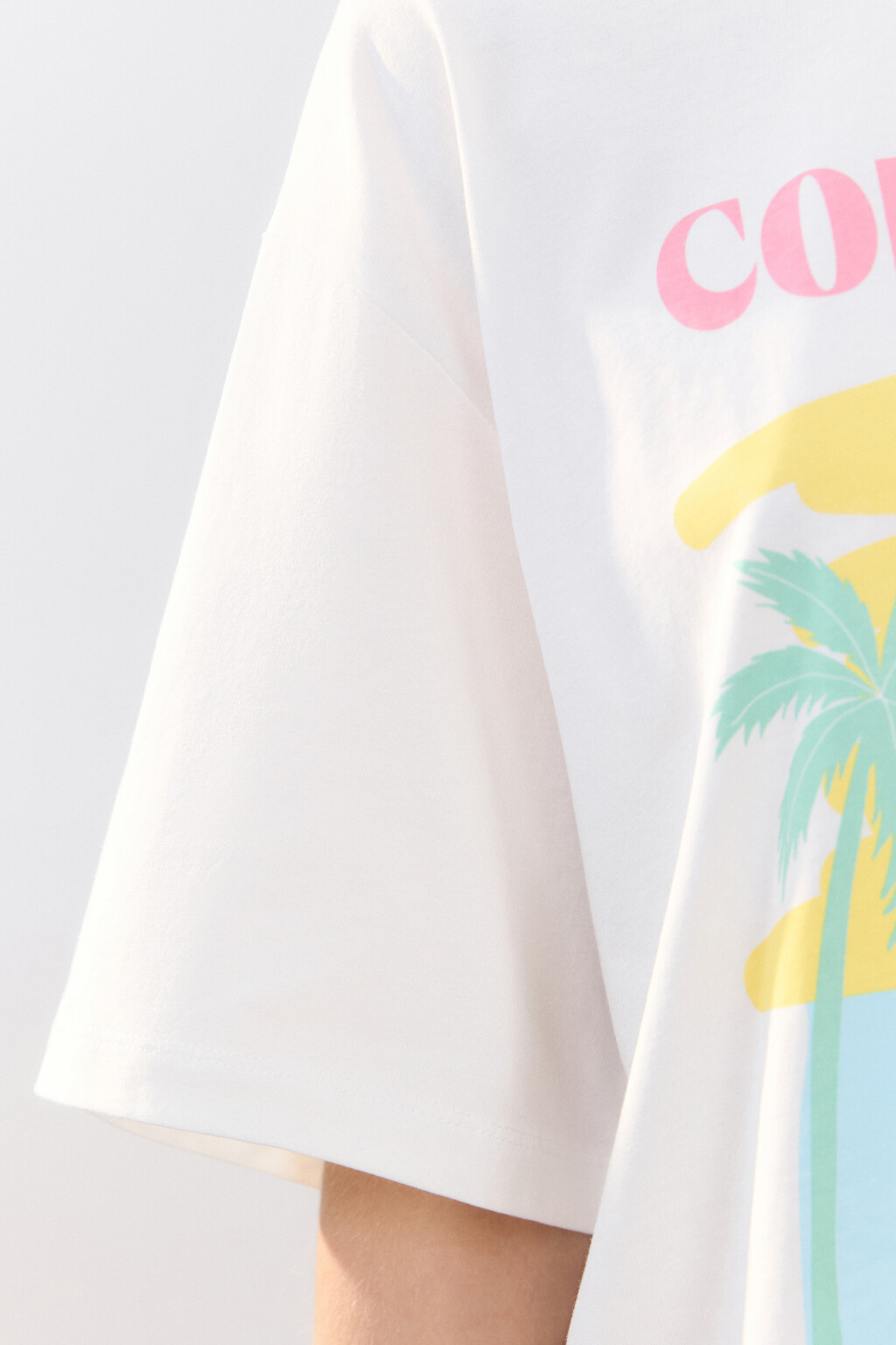 Футболка oversize хлопковая с принтом - цвет бежевый - 7