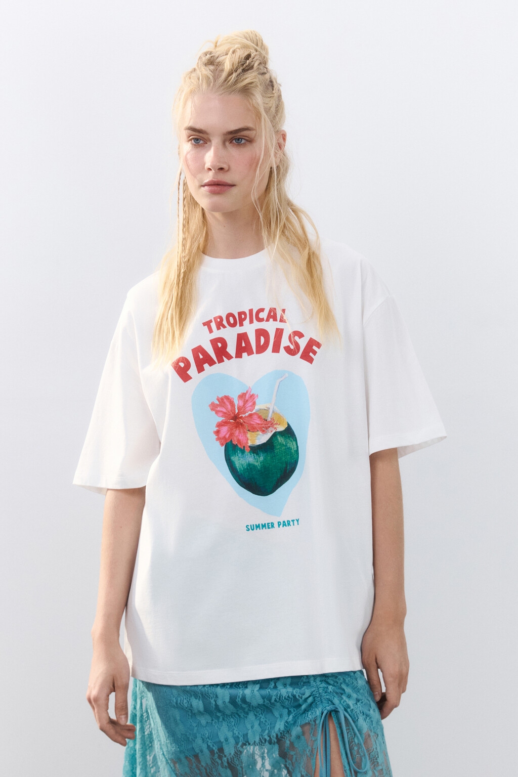 Футболка oversize хлопковая с принтом - цвет мультиколор - 2