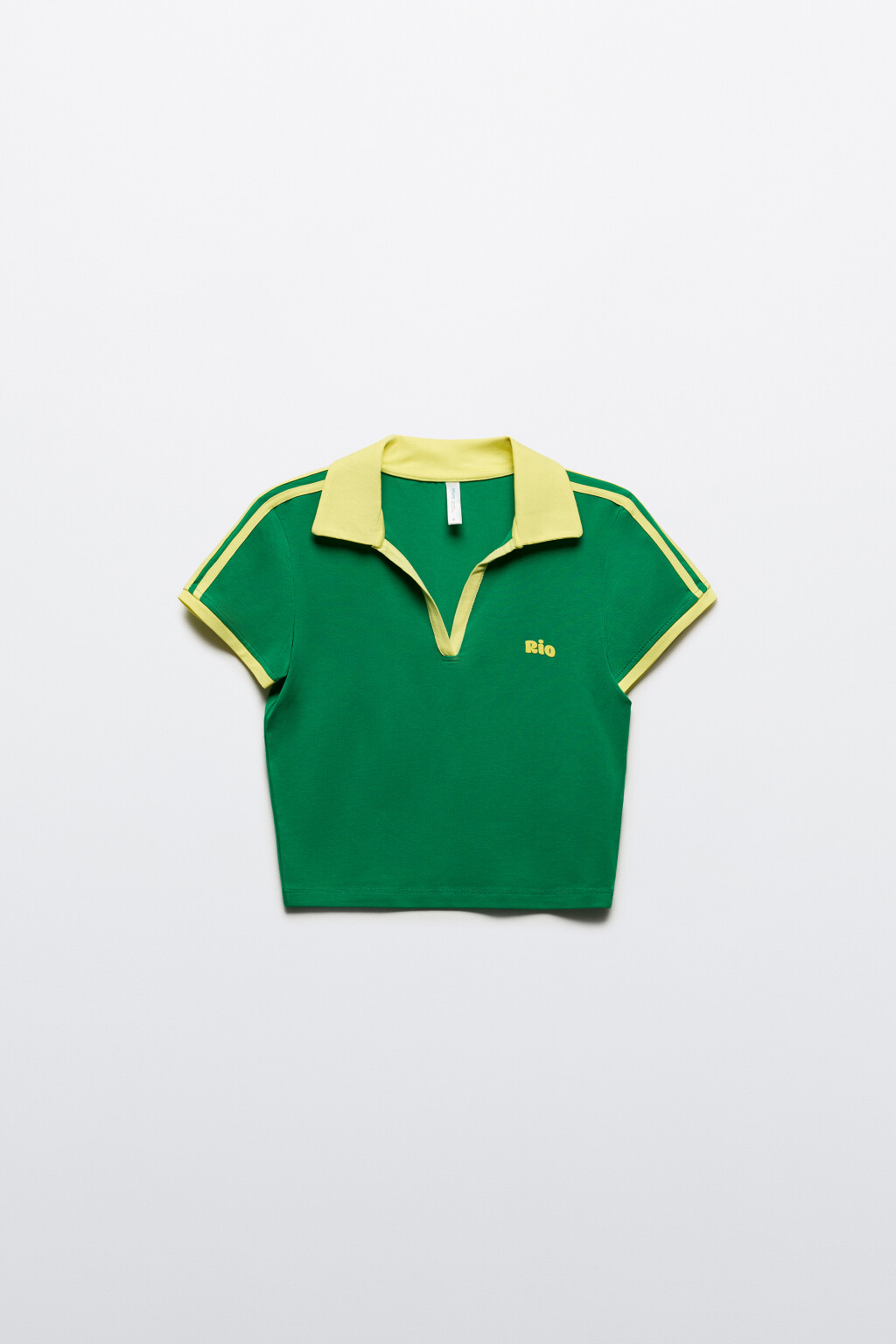 Футболка-поло с лампасами и надписью - цвет зеленый - 7