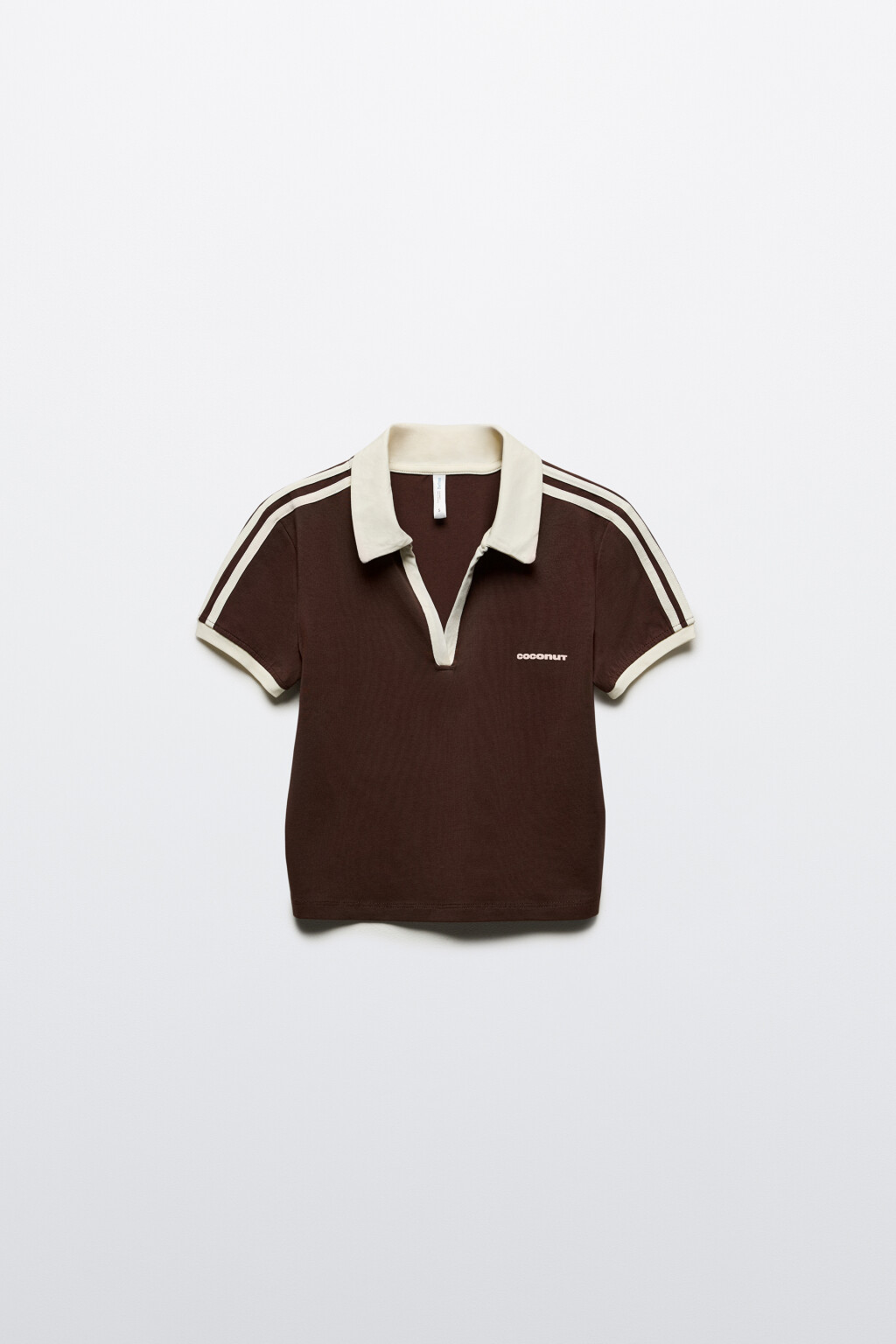 Футболка-поло с лампасами и надписью - цвет коричневый - 7