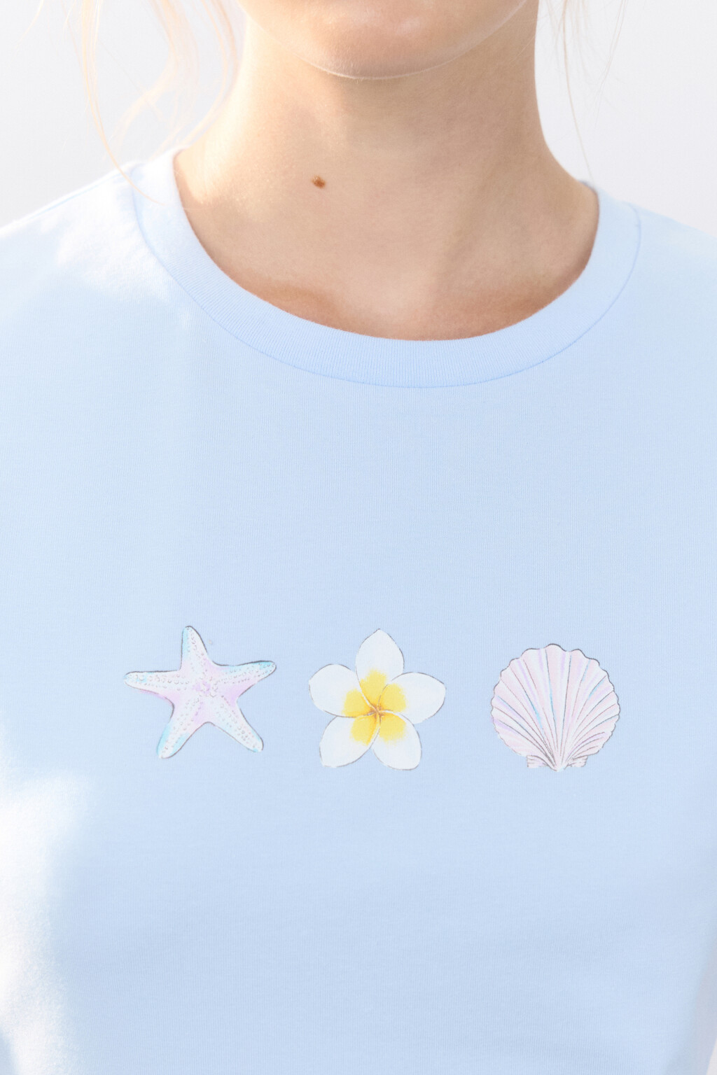 Футболка облегающая с принтом - цвет голубой - 5