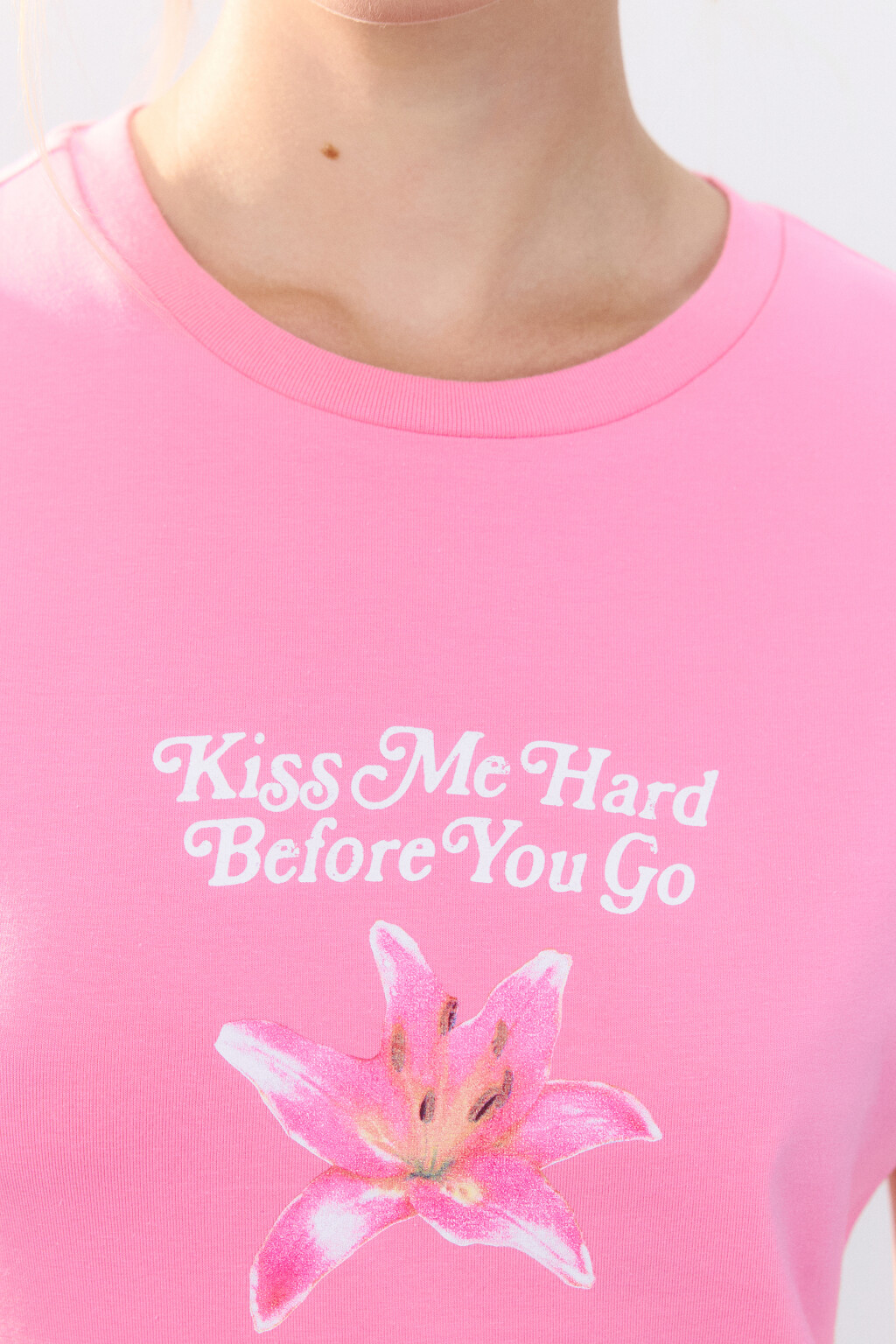 Футболка облегающая с принтом - цвет розовый - 5