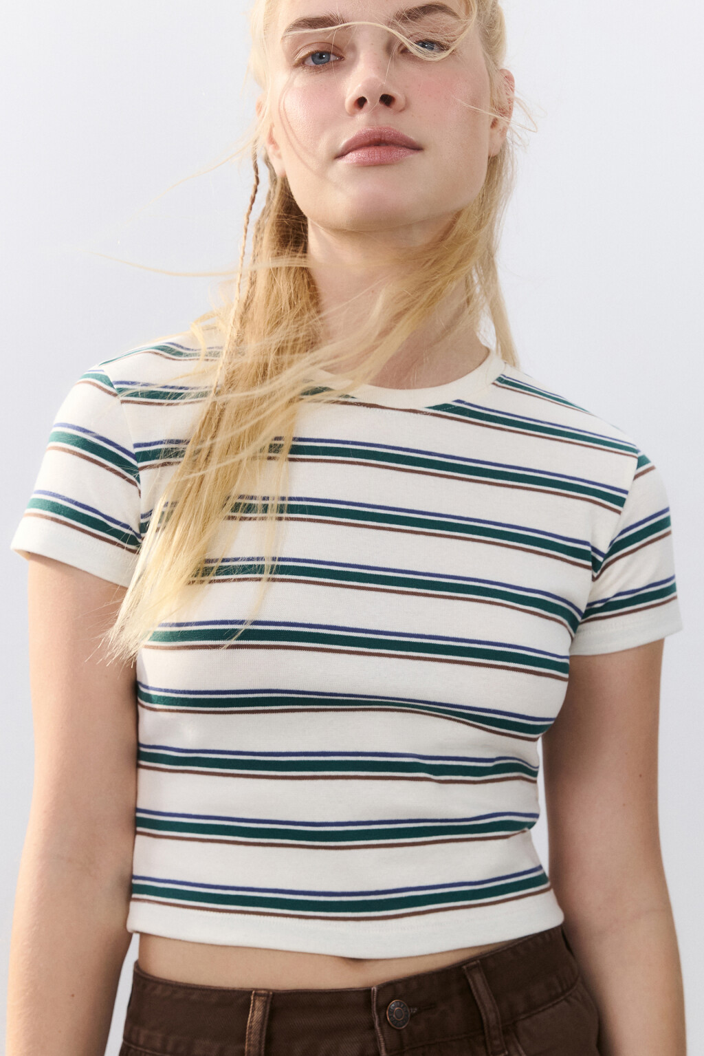 Футболка-топ в полоску - цвет бежевый - 1