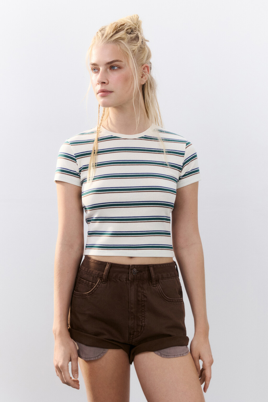 Футболка-топ в полоску - цвет бежевый - 2