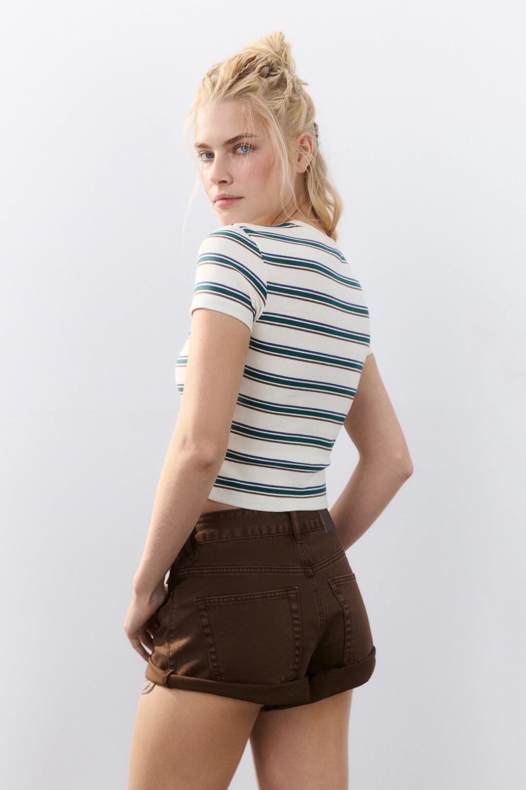 Футболка-топ в полоску - цвет бежевый - 3