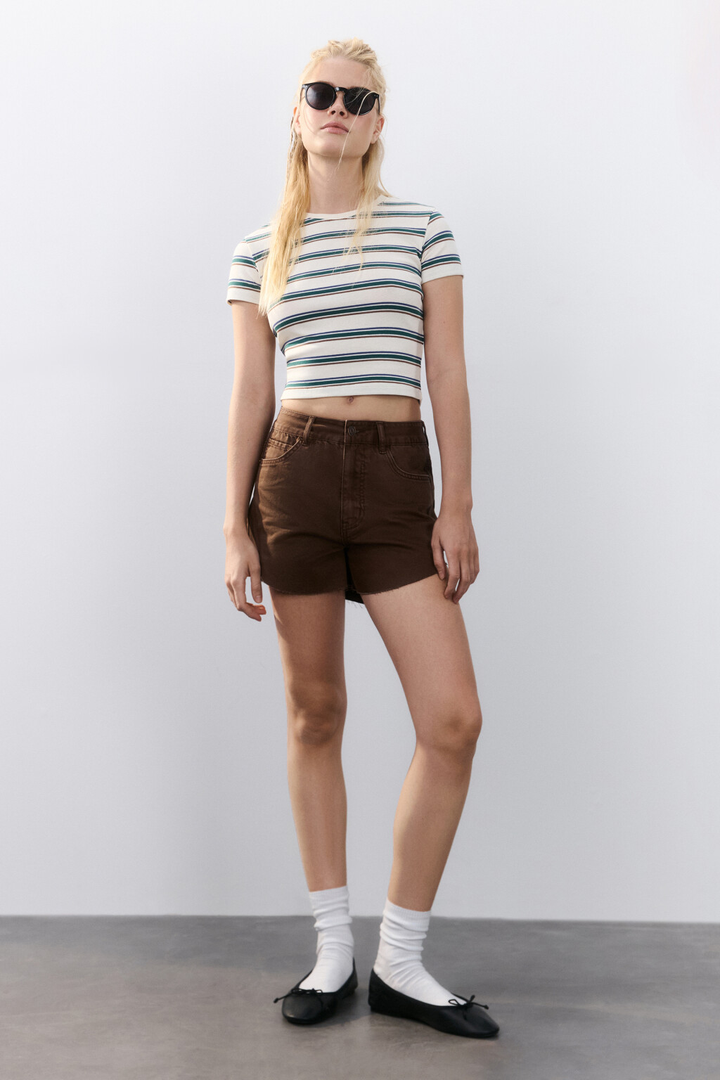 Футболка-топ в полоску - цвет бежевый - 4