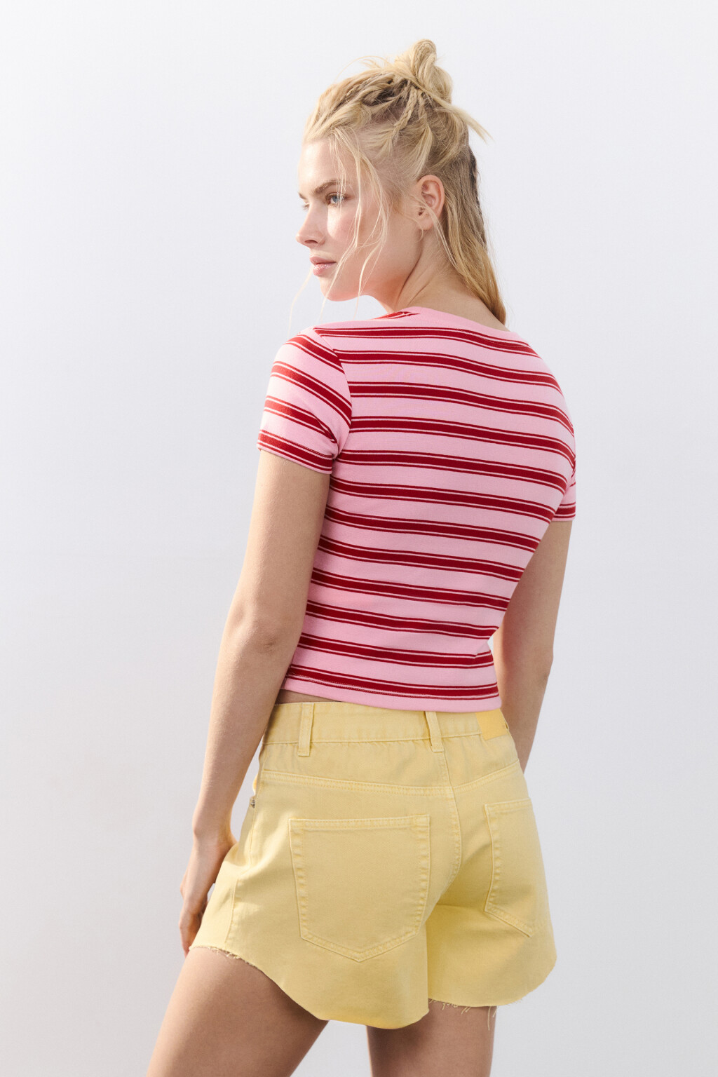 Футболка-топ в полоску - цвет розовый - 3