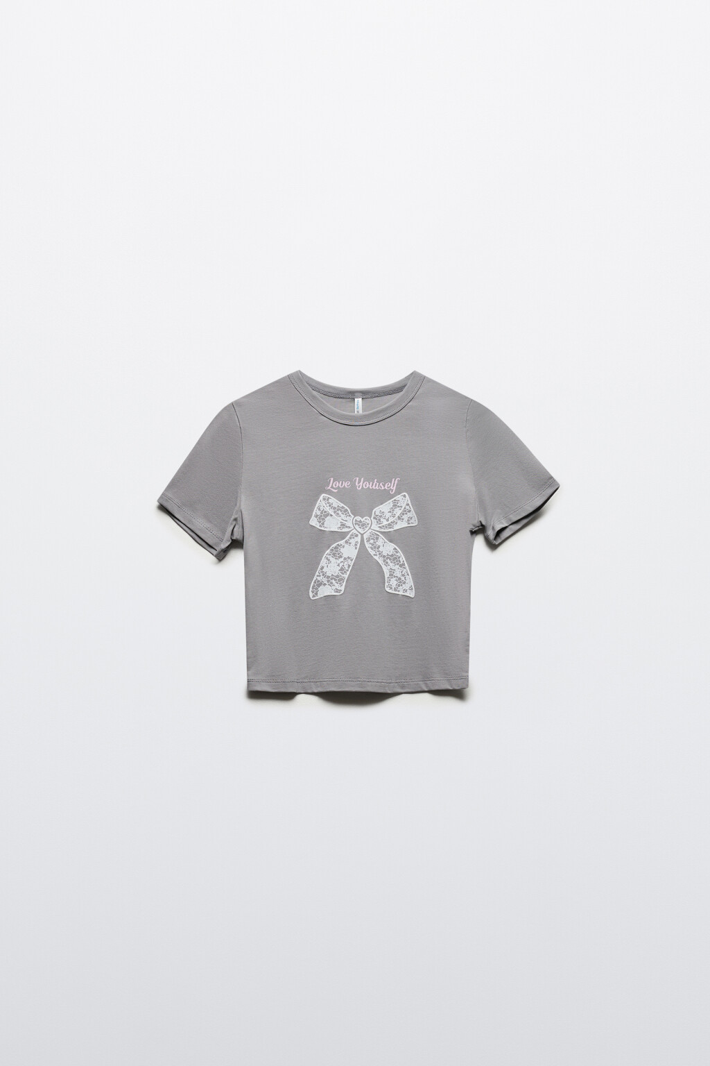 Футболка укороченная с принтом - цвет серый - 8