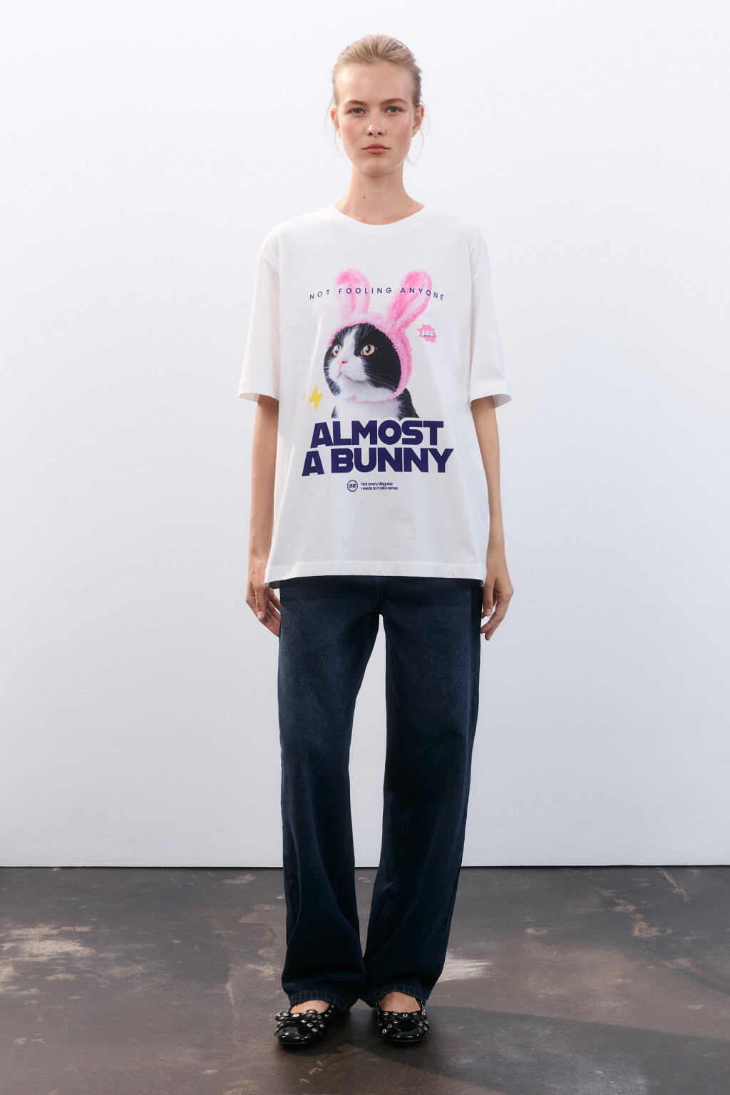 Футболка oversize с принтом - цвет белый - 4