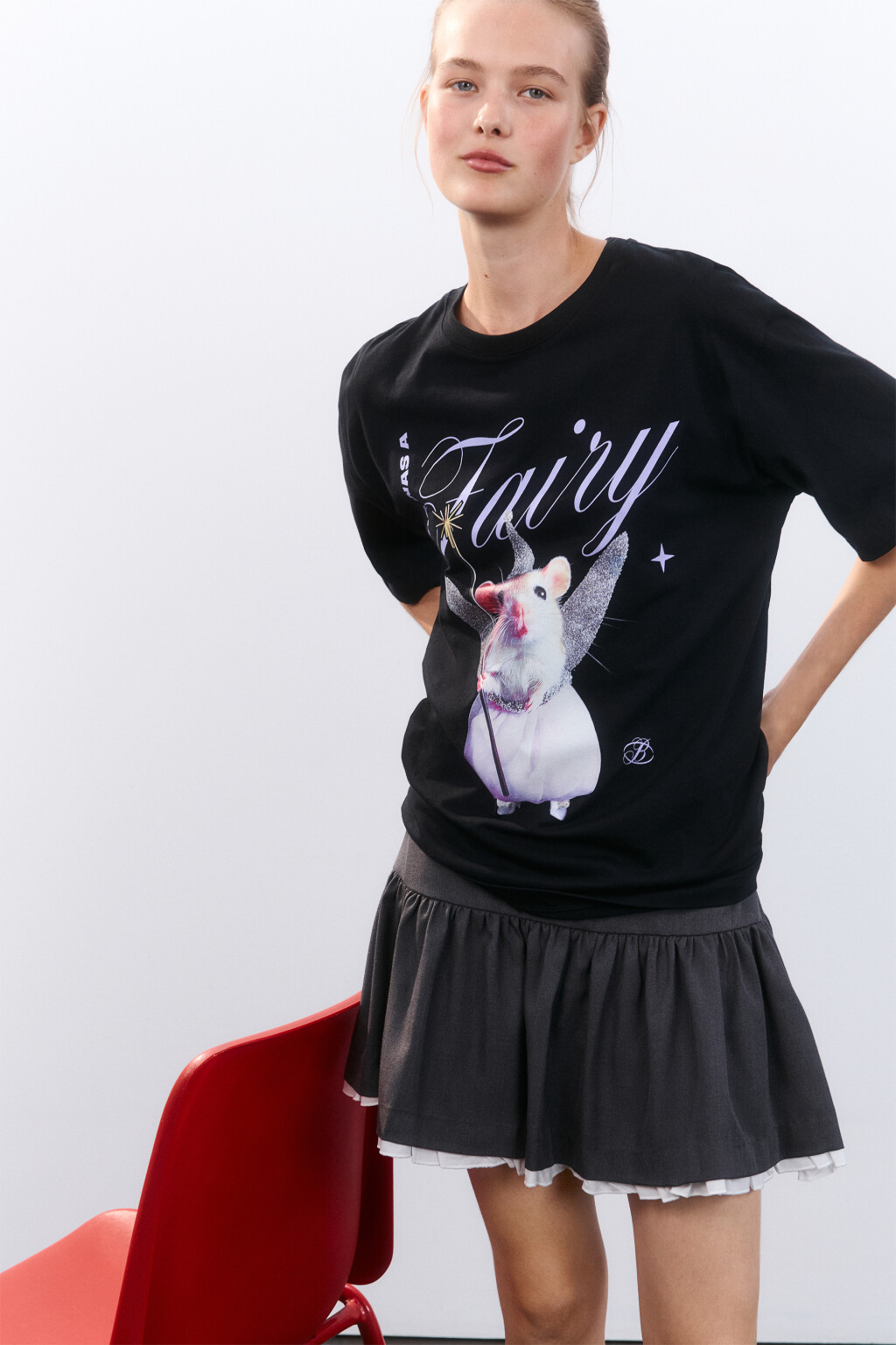 Футболка oversize с принтом - цвет черный - 1