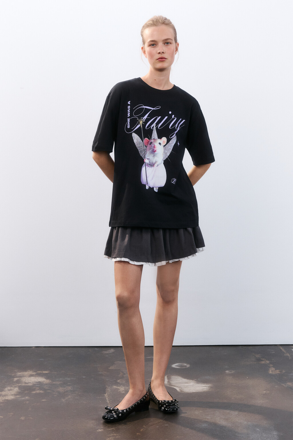 Футболка oversize с принтом - цвет черный - 4