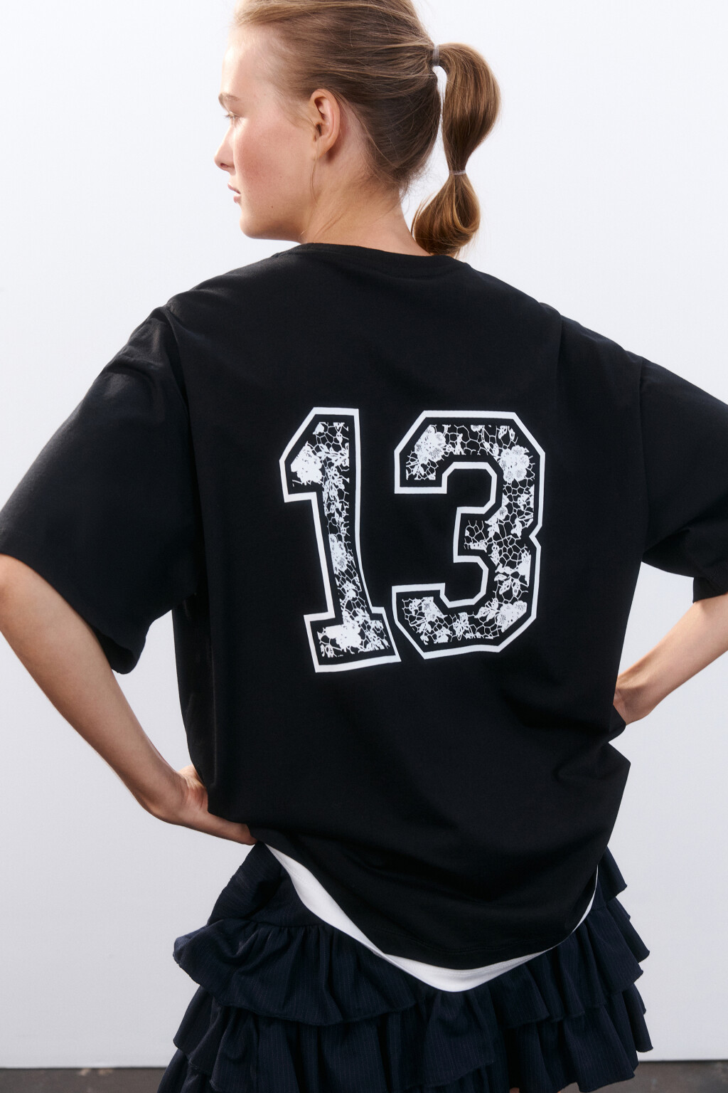 Футболка oversize с принтом - цвет черный - 1