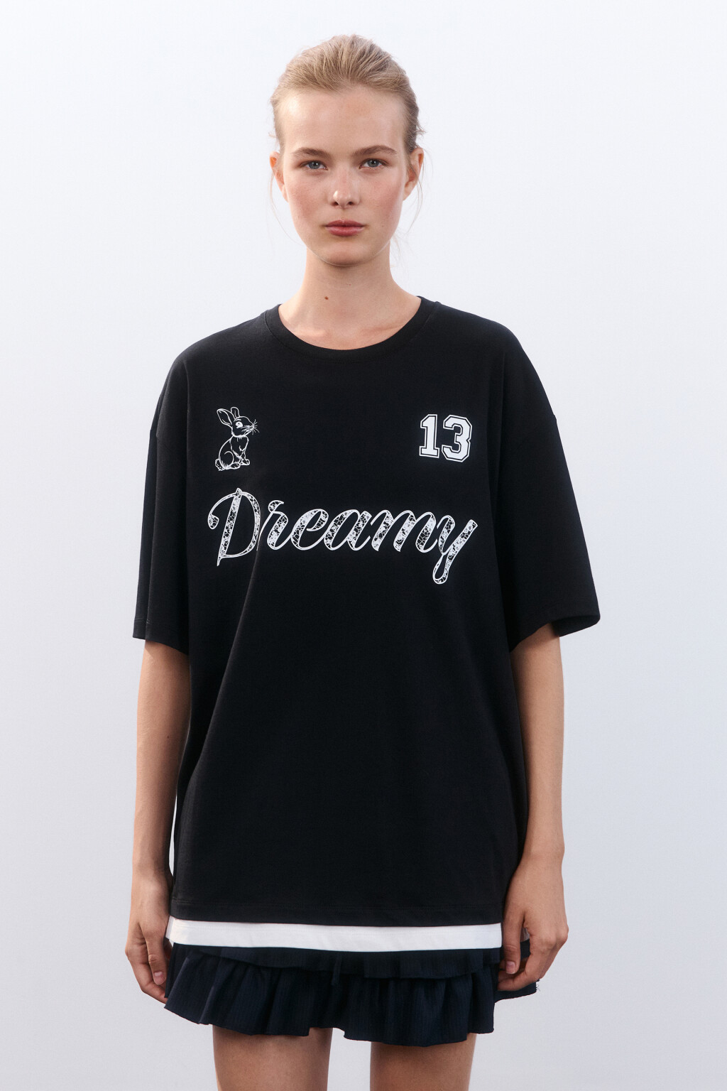Футболка oversize с принтом - цвет черный - 3