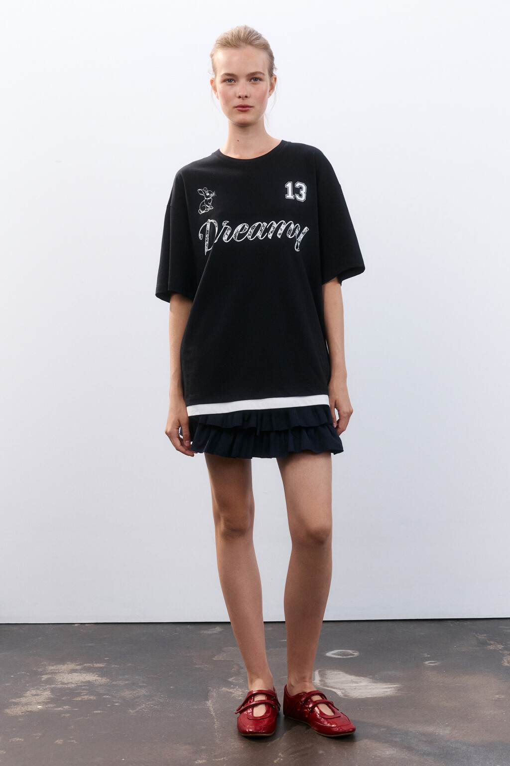 Футболка oversize с принтом - цвет черный - 5