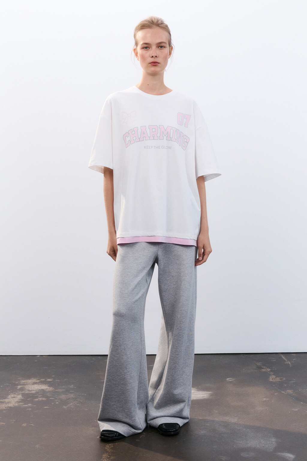 Футболка oversize с принтом - цвет белый - 5