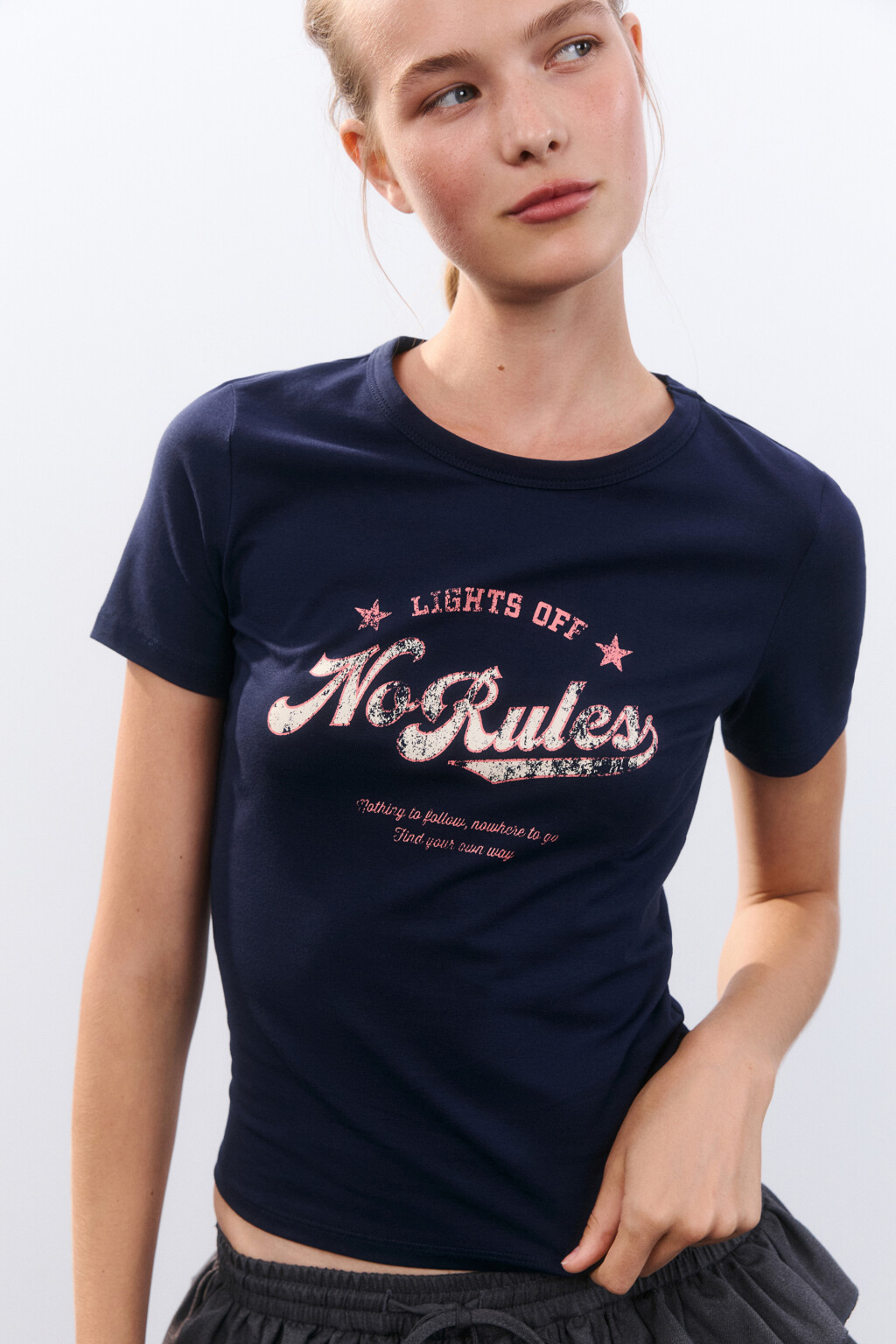 Футболка облегающая с принтом - цвет синий - 1