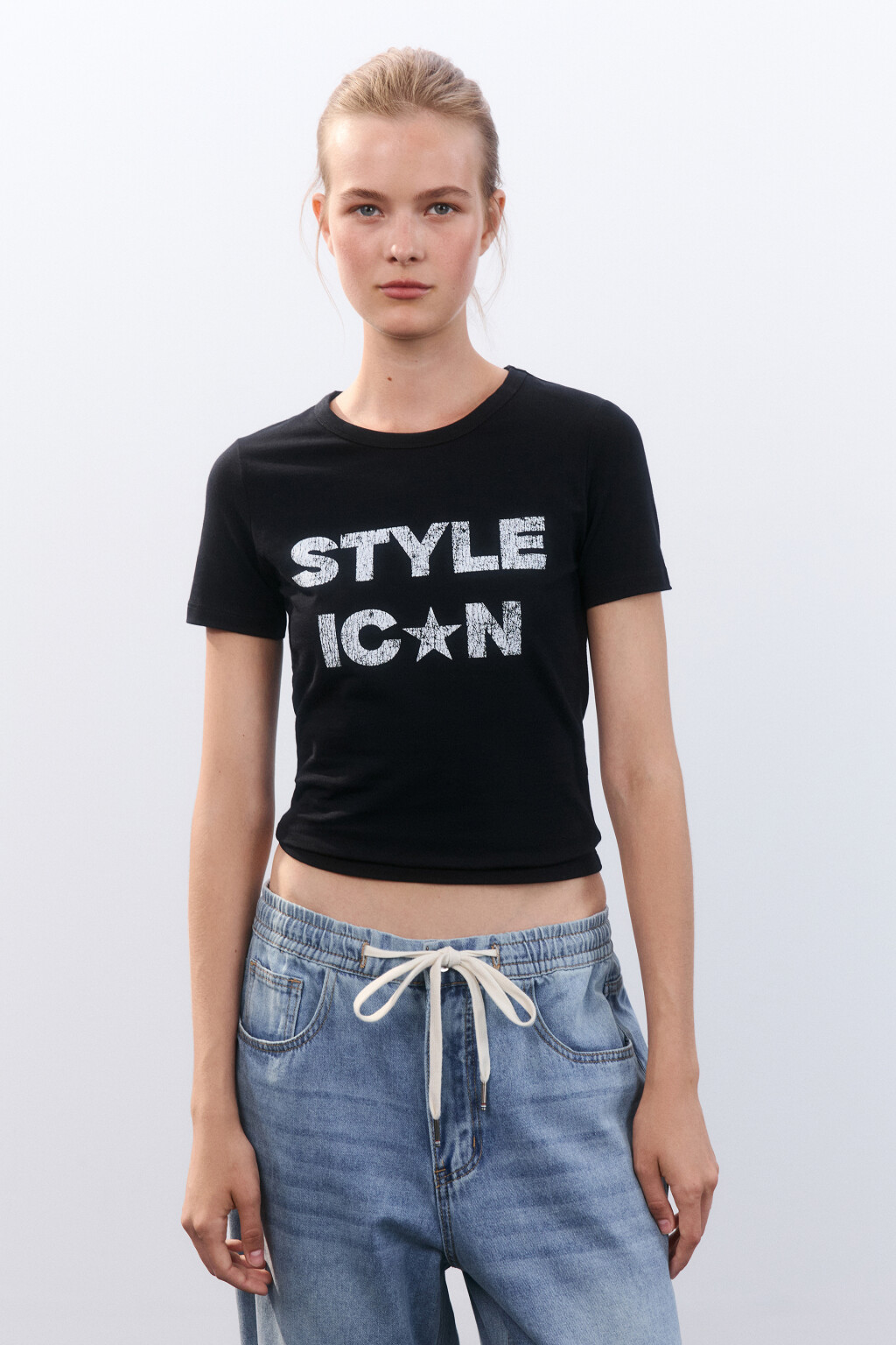 Футболка облегающая с принтом - цвет черный - 3