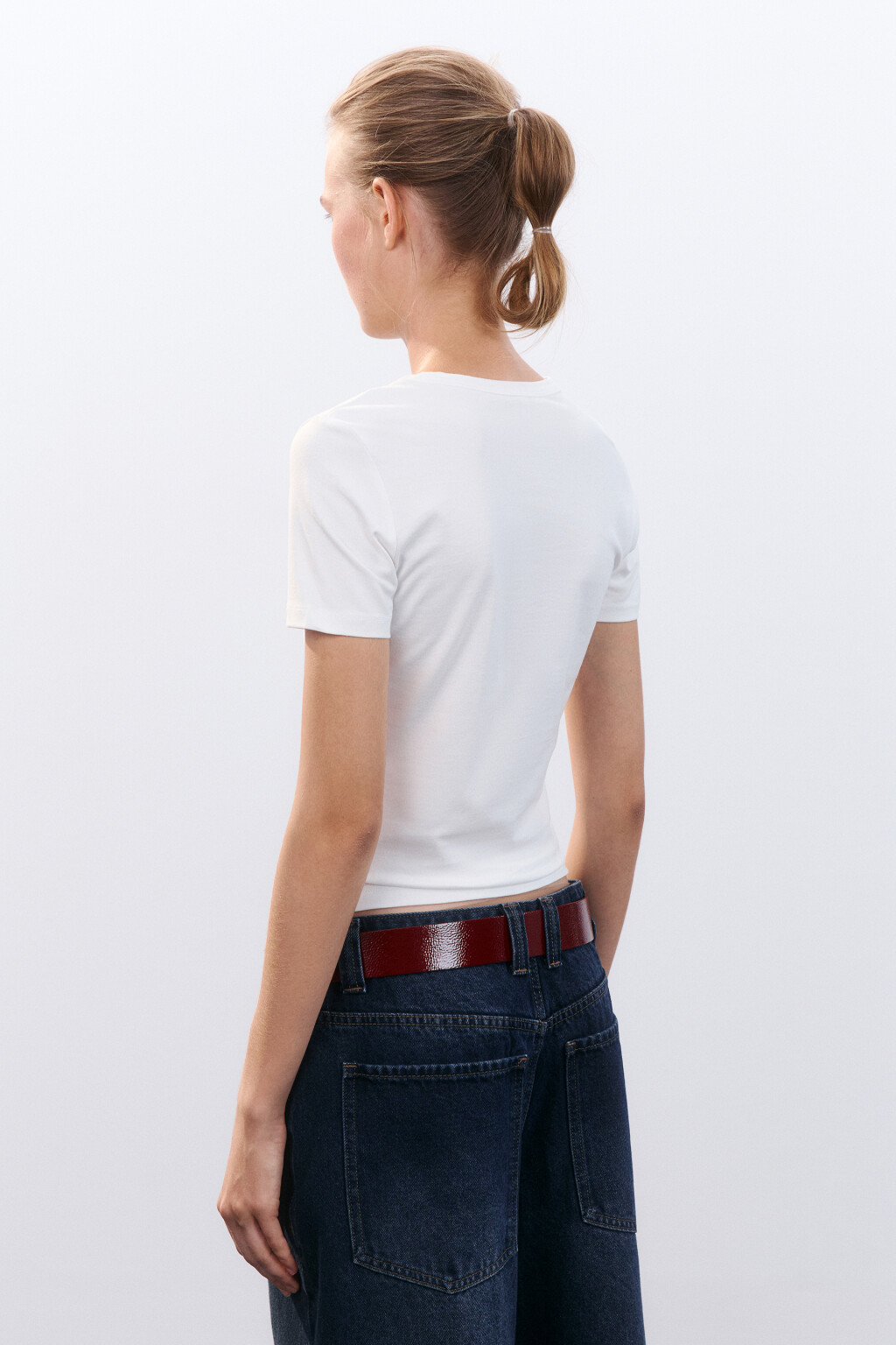 Футболка облегающая с принтом - цвет белый - 4