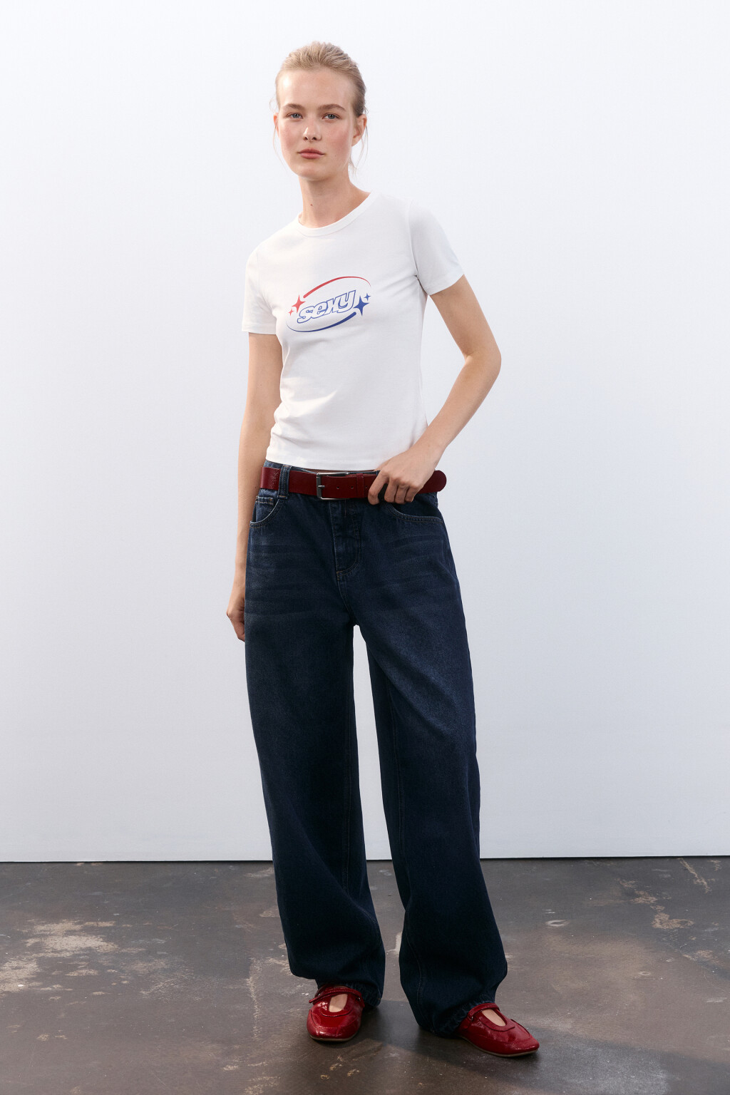 Футболка облегающая с принтом - цвет белый - 5