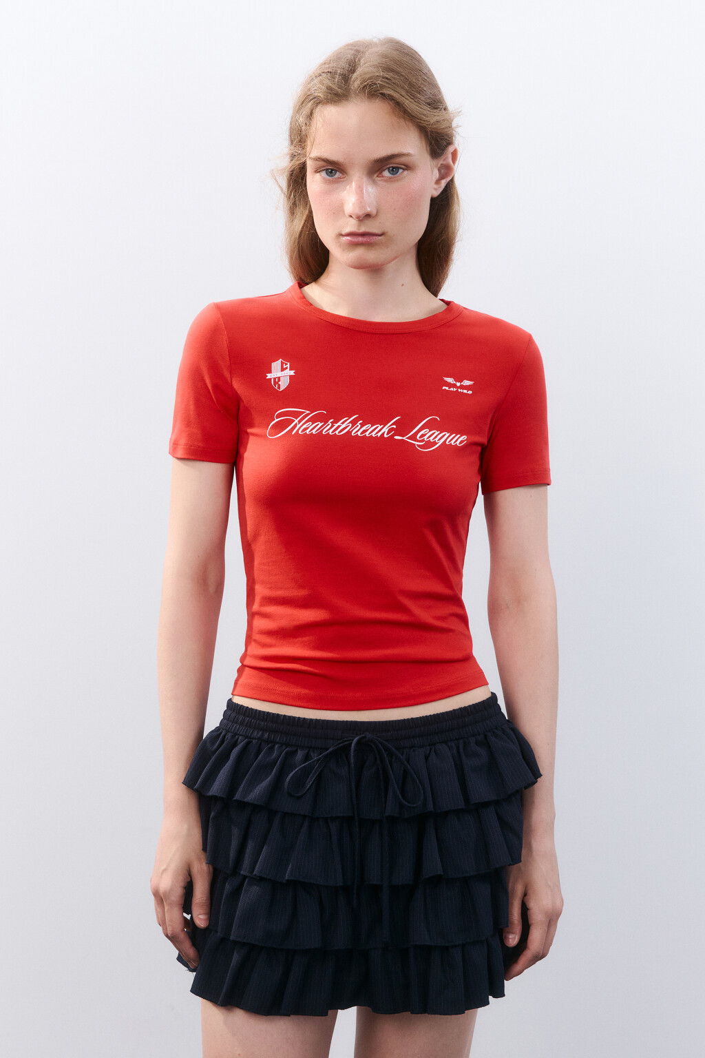 Футболка облегающая с принтом - цвет красный - 2